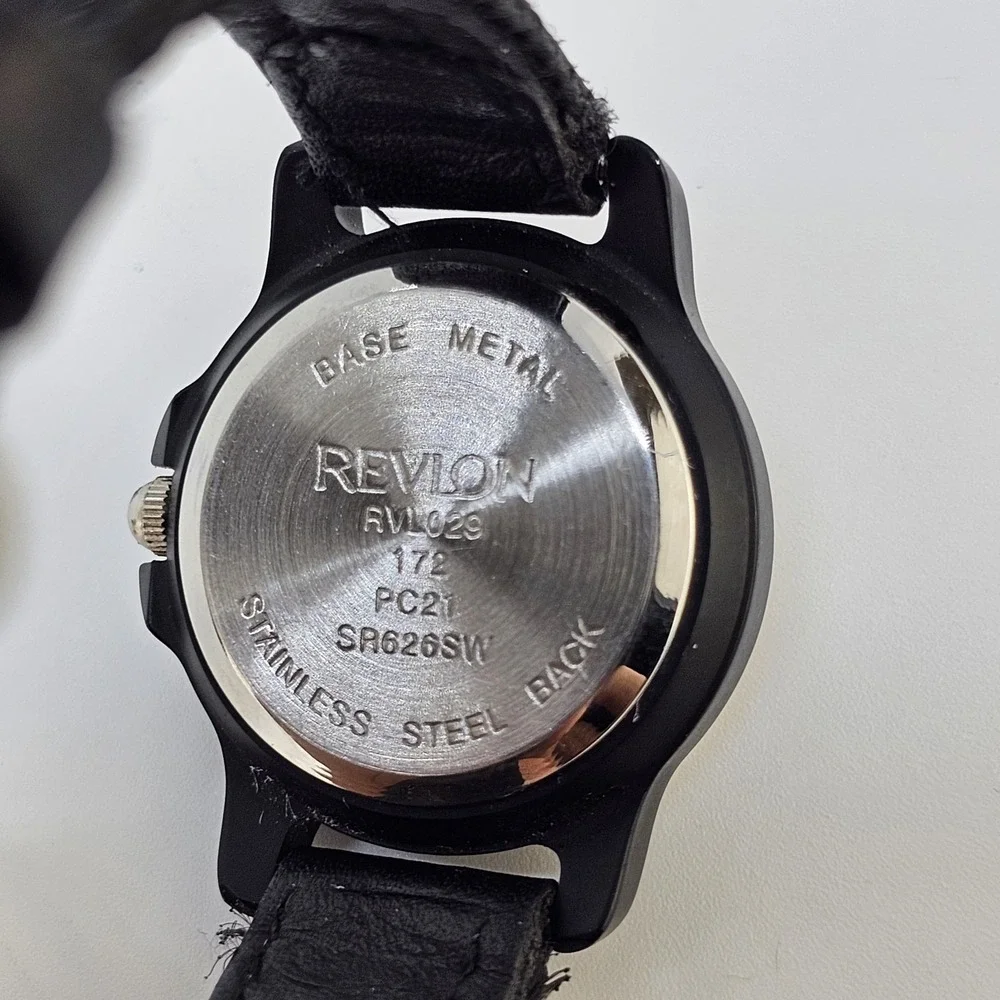 Revlon Watch Women 25MM White Dial Black Nylon Bands Up to 6
